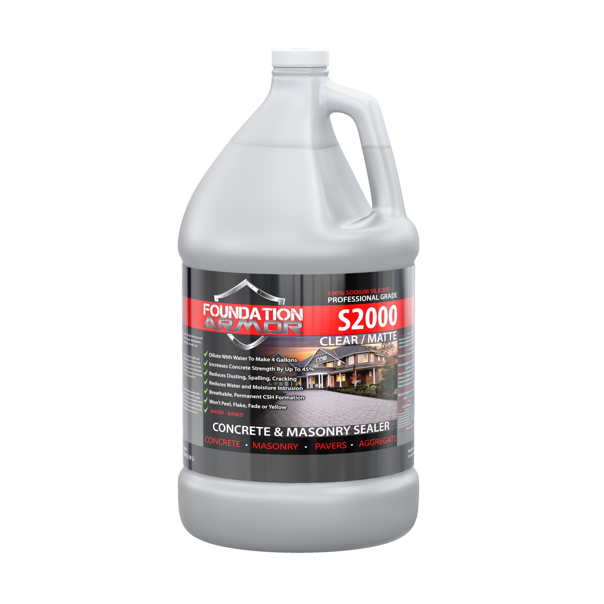 Foundation Armor, Sodium Silicate Concrete Densifier and Hardener, Container Size 1 Gallon, Color Clear, Application Method Sprayer, Model# S20001GAL